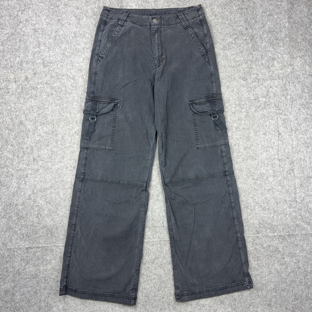 American Eagle Pants Womens 6 Black Super High Rise Baggy Wide Leg Cargo Y2K